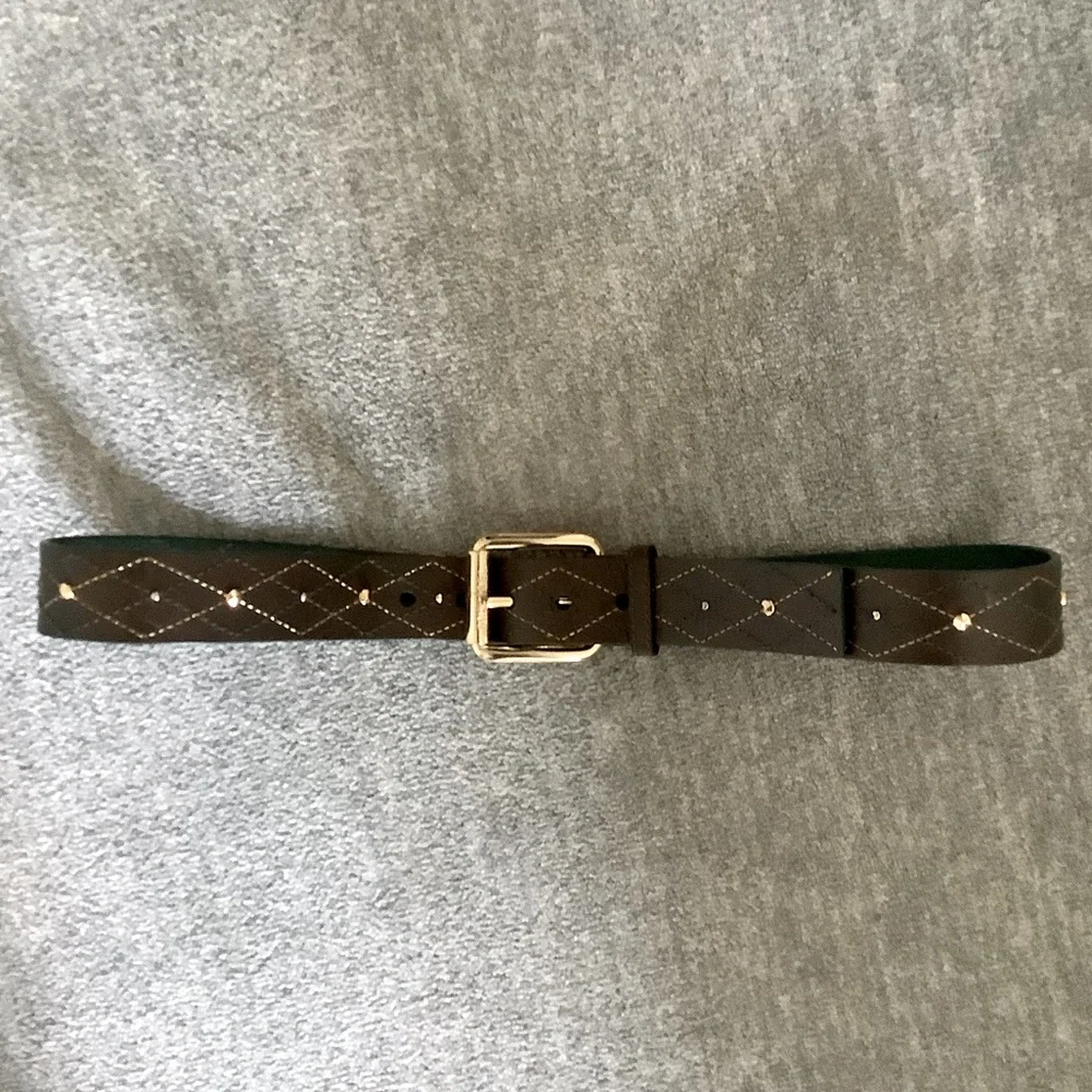 MICHAEL Michael Kors Brown Leather Belt with Goldtone Buckle Sz. Large